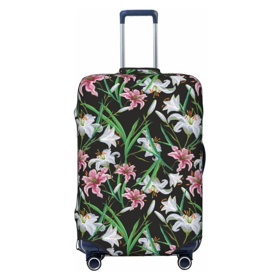 Haiem Lilies Flowers Luggage Cover Printed Suitcase Covers for Luggage Elastic Washable Suitcase Protector Fits 18-32 Inch Luggage-Small