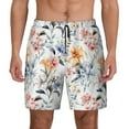 thumbnail image 1 of Haiem Lilies Flowers Mens Swim Trunks with Compression Liner 2 in 1 Swimming Shorts Stretch Swimwear Quick Dry,Board Shorts-Small, 1 of 9