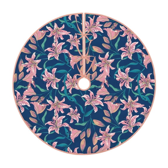 Haiem Lilies Flowers Pattern Christmas Tree Skirt Merry Christmas Party Christmas Tree Decoration,New Year Decorations-36"