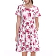 thumbnail image 1 of Haiem Lilies Flowers Pattern Women's Short-Sleeve Scoop Neck Swing Dress, 1 of 6
