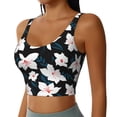 thumbnail image 1 of Haiem Lilies Flowers Pattern Womens Sports Bra - U Neck Padded Low Impact Yoga Bra Workout Crop Top Gym Moisture-Wicking Workout Vest -XX-Large, 1 of 9
