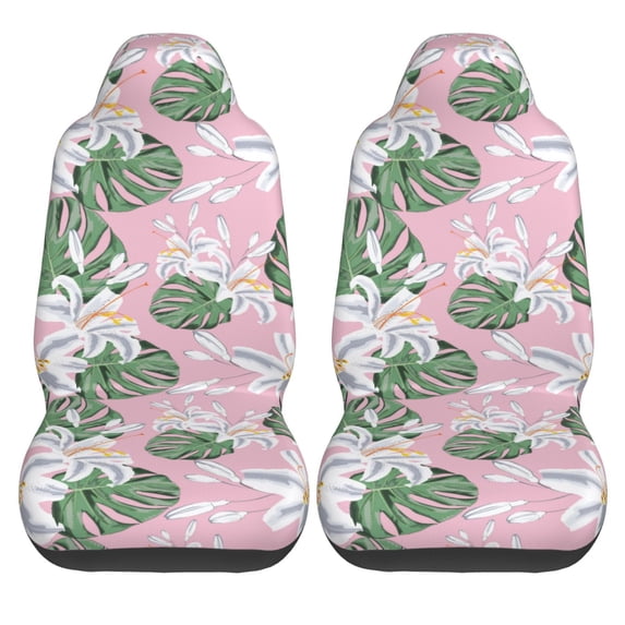 Haiem Lilies Flowers Printed Car Seat Covers Set of 2, Universal Fit Car Seat Covers,Protective Seat Covers,Comfortable Car Seat Covers, Easy Installation Seat Covers, Vehicle Seat Covers