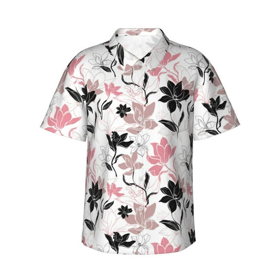 Haiem Lilies Flowers Printed Hawaiian Shirt for Men - Men’s Casual Beach Summer Shirts - Stretch Fabric with Modern Fit-X-Large