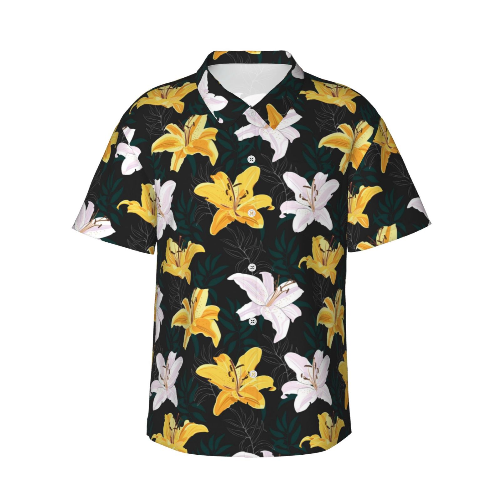 Haiem Lilies Flowers Printed Hawaiian Shirt for Men - Men’s Casual ...