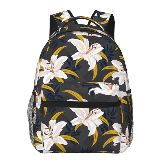 Haiem Lilies Flowers Printed School Backpack,Casual Travel Lightweight Backpack,Durable Comfortable Multifunctional Backpack,Laptop Backpack