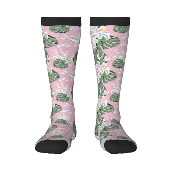 Haiem Lilies Flowers Socks, Funny Novelty Crazy Design Cotton Socks Sports Socks Knee High Socks For Men, Women,1Pairs - Gift For Working Friends