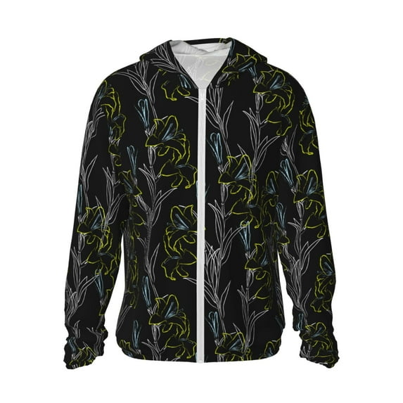 Haiem Lilies Flowers UPF 50+ Fishing Shirts for Men Long Sleeve UV Sun Protection Hoodie Non-Mask Outdoor Hiking Shirts