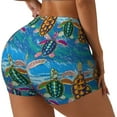 thumbnail image 1 of Haiem Little Sea Turtles No Front Seam Biker Shorts for Women Yoga Workout Gym Bike Shorts with Tummy Control Moisture-Wicking-Large, 1 of 9