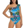 thumbnail image 1 of Haiem Little Sea Turtles Women's One Piece Swimsuits Tummy Control One Shoulder Bathing Suits Ruffle Swimwear-X-Large, 1 of 8