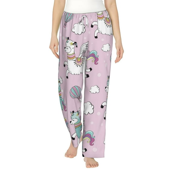 Haiem Llama Unicorn and Rainbow Women's Pajama Pants Ultra Lightweight Pjs Bottoms Sleepwear Bottom Pants With Pocket Drawstring-Medium