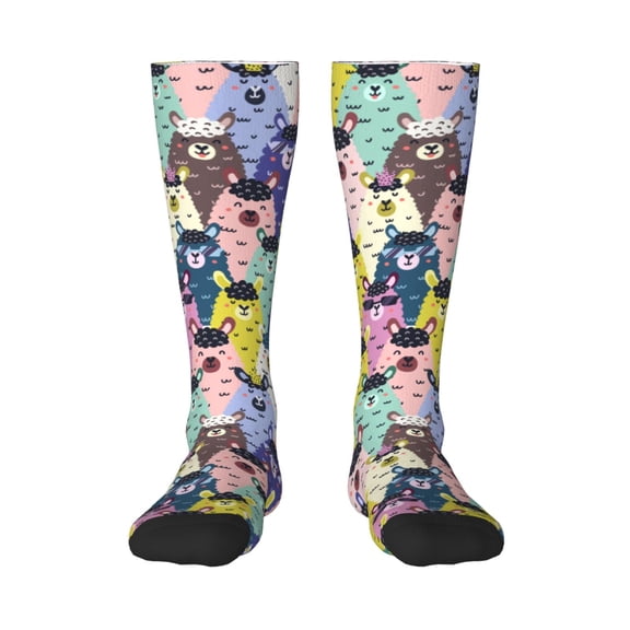 Haiem Llamas Colorful Socks, Funny Novelty Crazy Design Cotton Socks Sports Socks Knee High Socks For Men, Women,1Pairs - Gift For Working Friends