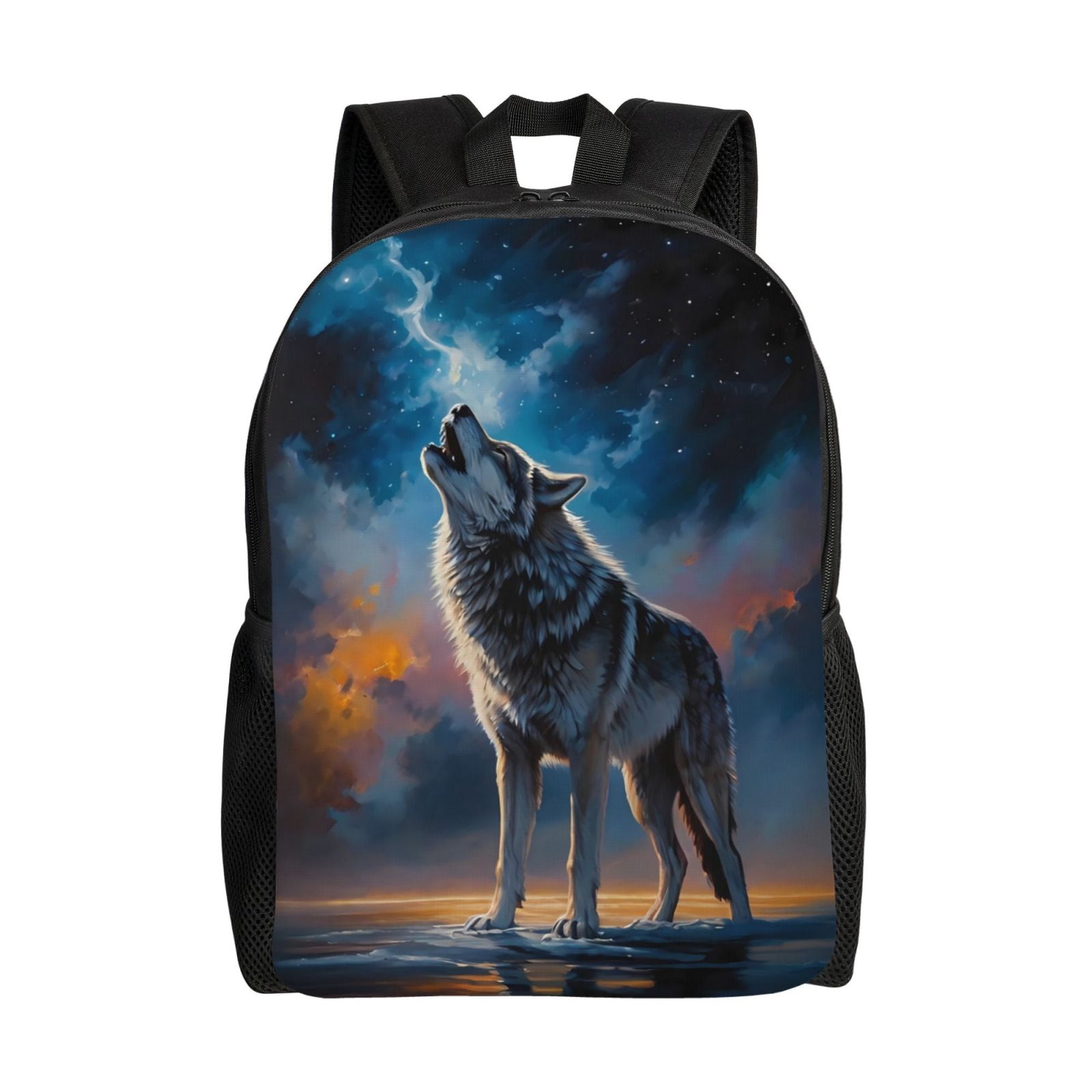 Haiem Lonely Night Sky Wolf Backpack - Stylish and Durable 15-inch ...