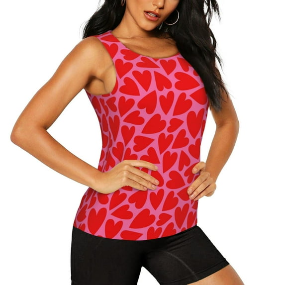 Haiem Love Heart Workout Tank Tops for Women, Athletic Sports Slim-Fit Tank Tops, Compression Sleeveless Dry Fit Shirts,Athletic Shirt-Small