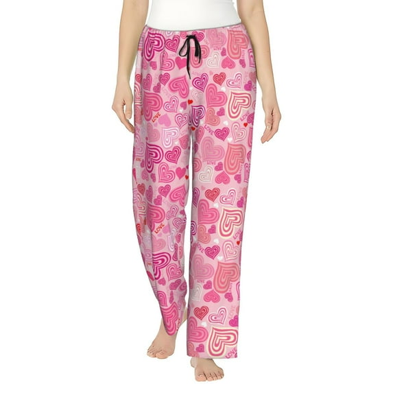 Haiem Love Pattern Women's Pajama Pants Ultra Lightweight Pjs Bottoms Sleepwear Bottom Pants With Pocket Drawstring-Small