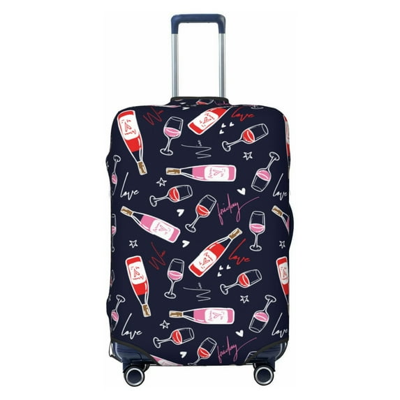 Haiem Love Wine Luggage Cover Printed Suitcase Covers for Luggage Elastic Washable Suitcase Protector Fits 18-32 Inch Luggage-Small