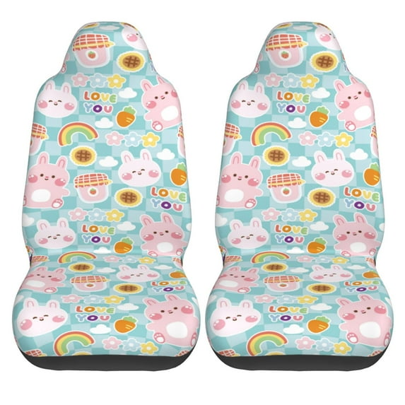 Haiem Love You Rabbit Printed Car Seat Covers Set of 2, Universal Fit Car Seat Covers,Protective Seat Covers,Comfortable Car Seat Covers, Easy Installation Seat Covers, Vehicle Seat Covers