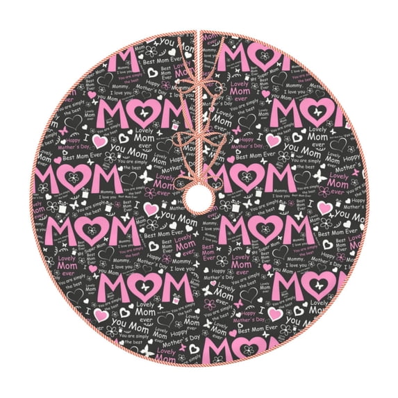 Haiem Lovely Mom Ever Pattern Christmas Tree Skirt Merry Christmas Party Christmas Tree Decoration,New Year Decorations-36"