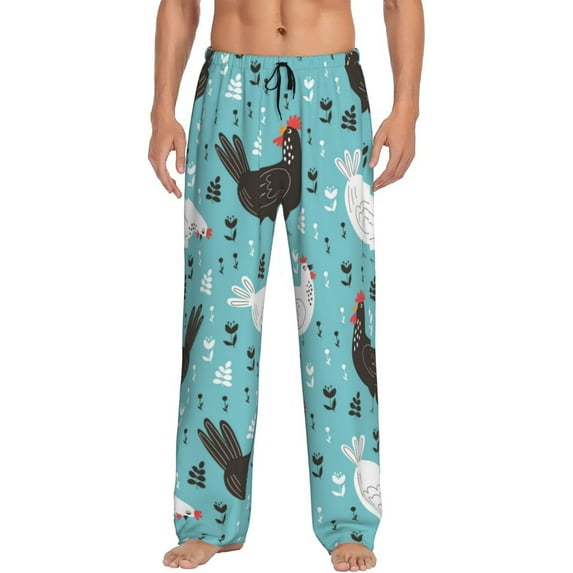 Haiem Lovely Roosters Men's Pajama Pants Ultra Lightweight Pjs Bottoms Sleepwear Bottom Pants with Pocket Drawstring-Large