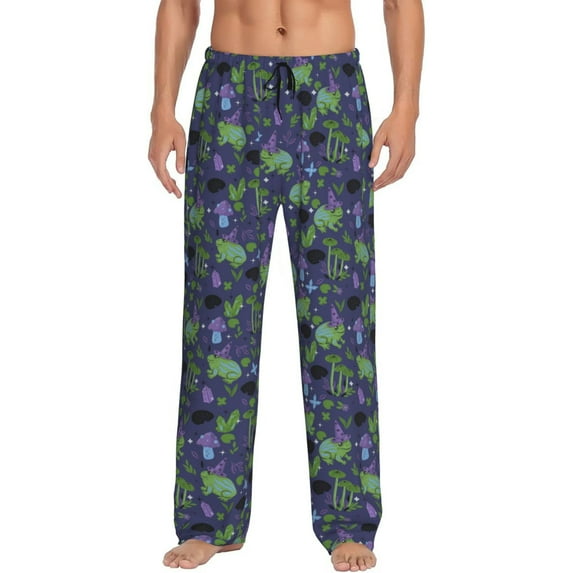 Haiem Magic Toads in Hats Men's Pajama Pants Ultra Lightweight Pjs Bottoms Sleepwear Bottom Pants with Pocket Drawstring-Large