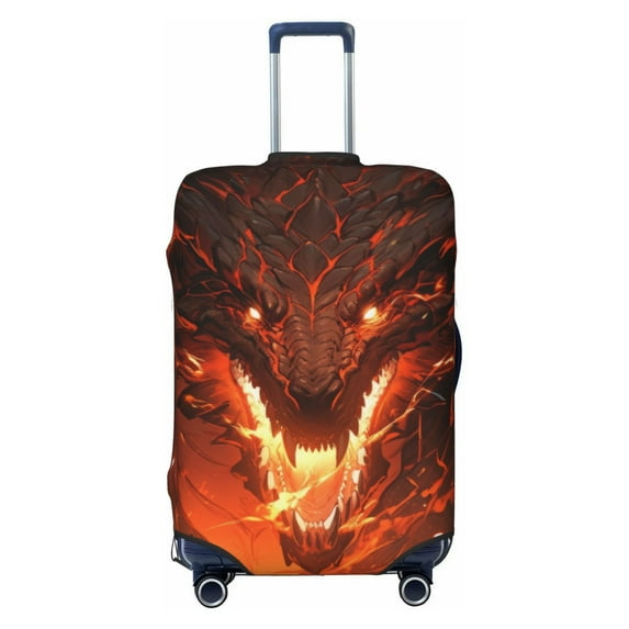 Haiem Magma Fire Black Dragon Luggage Cover Printed Suitcase Covers for Luggage Elastic Washable Suitcase Protector Fits 18-32 Inch Luggage-Small