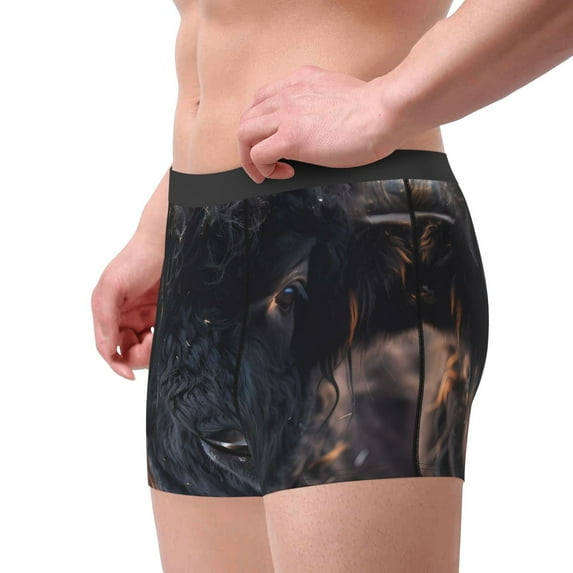 Haiem Majestic Black Yak Men's Boxer Briefs, Every Day Comfort Stretch Cotton Moisture-Wicking Underwear-XX-Large