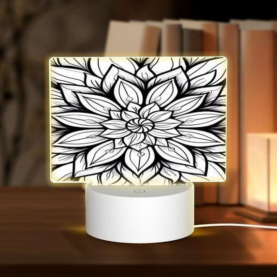 Haiem Mandala Floral Line Art Pattern Acrylic Night Light Gift with 3 Color ModesTouch-Sensitive LED Lamp Perfect Gift for Mother's Day, Birthday, or Christmas