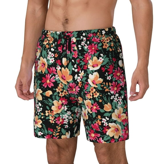 Haiem Many Kind Of Flowers Mens Swim Trunks with Compression Liner 2 in 1 Swimming Shorts Stretch Swimwear Quick Dry,Board Shorts-XX-Large