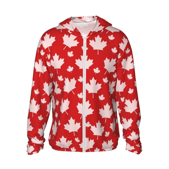 Haiem Maple Leaves UPF 50+ Fishing Shirts for Men Long Sleeve UV Sun Protection Hoodie Non-Mask Outdoor Hiking Shirts