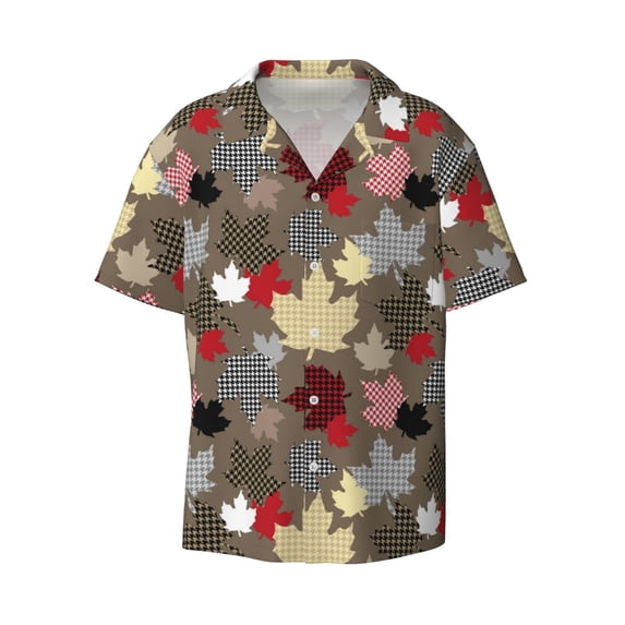Haiem Maple colorful Men's Casual Shirts Short Sleeve Button Down Shirts Fashion Textured Summer Beach Shirt-X-Large