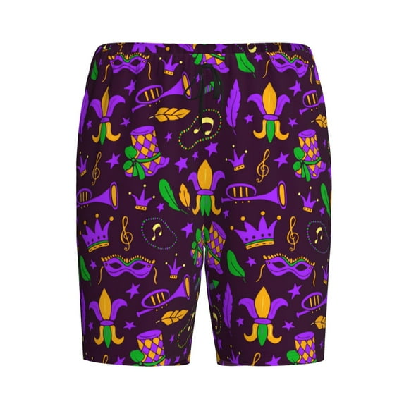 Haiem Mardi Gra2 Men's Pajama Short with Soft Woven Cotton Elastic Waistband Sleep Short-Large