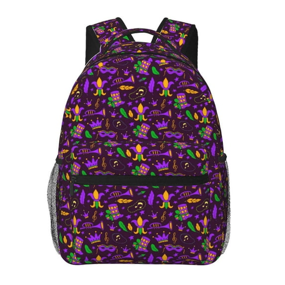 Haiem Mardi Gra2 Printed School Backpack,Casual Travel Lightweight Backpack,Durable Comfortable Multifunctional Backpack,Laptop Backpack