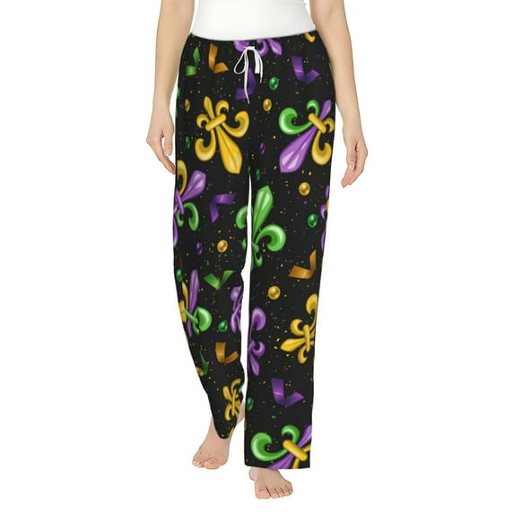 Haiem Mardi Gras Carnival4 Women's Pajama Pants Ultra Lightweight Pjs Bottoms Sleepwear Bottom Pants With Pocket Drawstring-Large