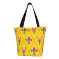 thumbnail image 1 of Haiem Mardi Gras Crayfish and Fleur de lis Pattern Shoulder Bag - Durable and Spacious Tote Bag,Versatile Shopping Bag, 1 of 9