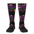 thumbnail image 1 of Haiem Mardi Gras with Flamingo Socks, Funny Novelty Crazy Design Cotton Socks Sports Socks Knee High Socks For Men, Women,1Pairs - Gift For Working Friends, 1 of 9