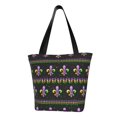 thumbnail image 1 of Haiem Mardi Gras Fleur de Lis Pattern Shoulder Bag - Durable and Spacious Tote Bag,Versatile Shopping Bag, 1 of 9