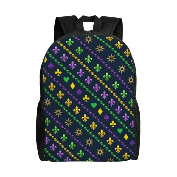 Haiem Mardi Gras Strings of Beads Backpack - Stylish and Durable 15-inch Laptop Backpack with Waterproof Oxford Fabric