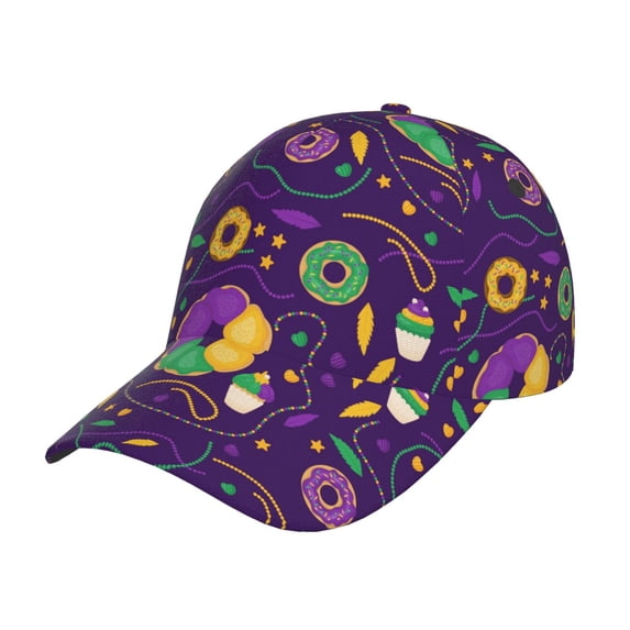Haiem Mardi Gras and Donuts Baseball Cap Dad Hat Cotton Soft Adjustable Fashion Hats for Men Women Unisex Style Headwear
