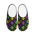 thumbnail image 1 of Haiem Mardi Gras1 Print Women's Fuzzy Memory Foam House Slipper Cozy Home Footwear Non-slip Winter Slippers-46/47, 1 of 7