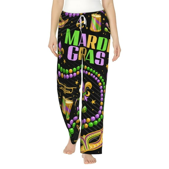 Haiem Mardi Gras3 Women's Pajama Pants Ultra Lightweight Pjs Bottoms Sleepwear Bottom Pants With Pocket Drawstring-Small