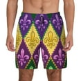 thumbnail image 1 of Haiem Mardi Gras4 Mens Swim Trunks with Compression Liner 2 in 1 Swimming Shorts Stretch Swimwear Quick Dry,Board Shorts-Large, 1 of 9