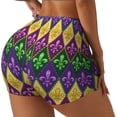 thumbnail image 1 of Haiem Mardi Gras4 No Front Seam Biker Shorts for Women Yoga Workout Gym Bike Shorts with Tummy Control Moisture-Wicking-Small, 1 of 9