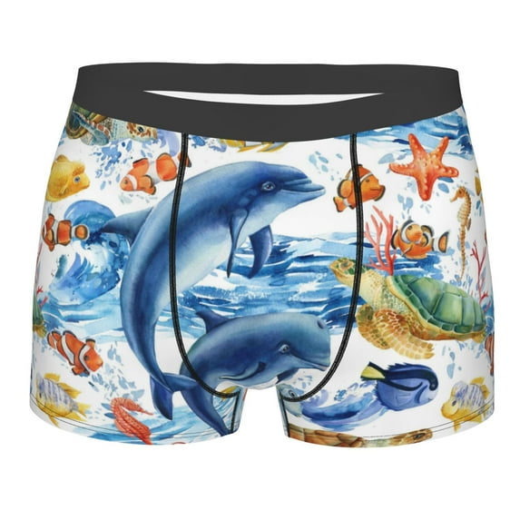 Haiem Marine Animals Men's Boxer Briefs, Every Day Comfort Stretch Cotton Moisture-Wicking Underwear-XX-Large