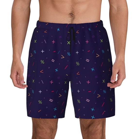 Haiem Mathematical Symbols Men'S Quick-Dry Swim Trunks: Comfortable Beach Shorts With Mesh Lining And Pockets - Ideal For Swimming And Sunbathing Small