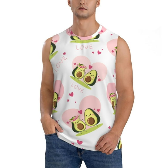 Haiem Men's Avocado Lovers Print Tank Tops Summer Sleeveless Cut Off Workout T-Shirts Fitness Vest Athletic Undershirts-XX-Large
