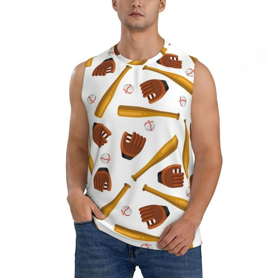 Haiem Men's Baseball Sport Print Tank Tops Summer Sleeveless Cut Off Workout T-Shirts Fitness Vest Athletic Undershirts-XX-Large
