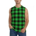 thumbnail image 1 of Haiem Men's Buffalo Plaid Green Black Print Tank Tops Summer Sleeveless Cut Off Workout T-Shirts Fitness Vest Athletic Undershirts-XX-Large, 1 of 8