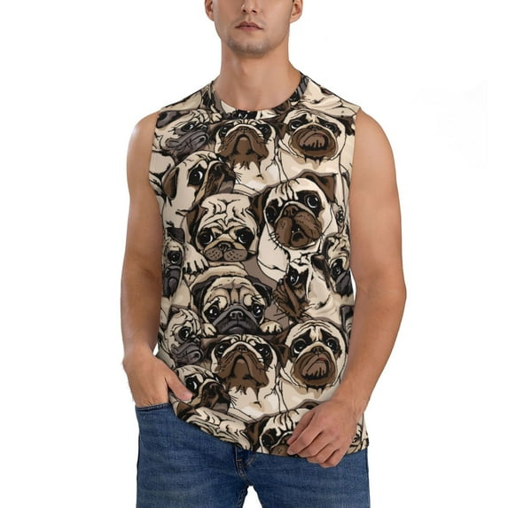 Haiem Men's Cute French Bulldog Print Tank Tops Summer Sleeveless Cut Off Workout T-Shirts Fitness Vest Athletic Undershirts-XX-Large