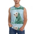 thumbnail image 1 of Haiem Men's Dog Wrapped in Towel Print Tank Tops Summer Sleeveless Cut Off Workout T-Shirts Fitness Vest Athletic Undershirts-Small, 1 of 8