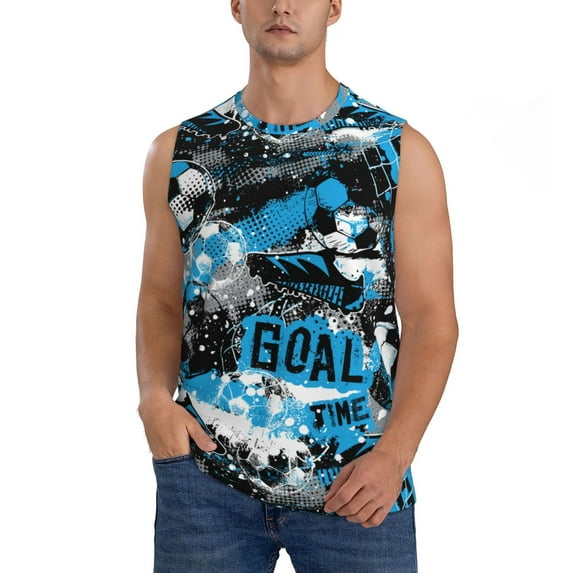 Haiem Men's Football Time Print Tank Tops Summer Sleeveless Cut Off Workout T-Shirts Fitness Vest Athletic Undershirts-3X-Large