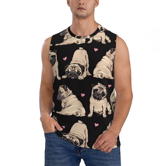 Haiem Men's French Bulldog Print Tank Tops Summer Sleeveless Cut Off Workout T-Shirts Fitness Vest Athletic Undershirts-3X-Large